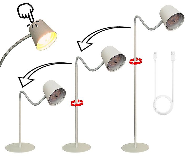 TRANGO LED Stehlampe, 1502W Weiß matt – Kabellos & wiederaufladbar – 6W 270 günstig online kaufen