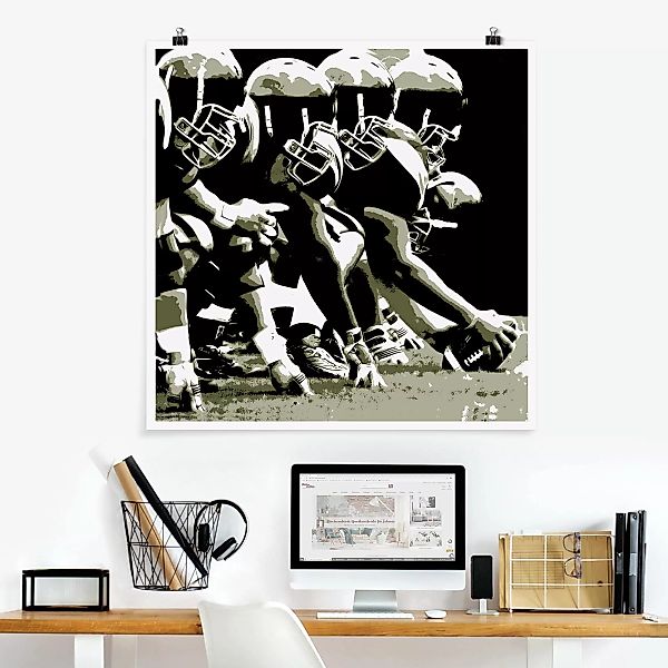 Poster Schwarz-Weiß - Quadrat American Football günstig online kaufen