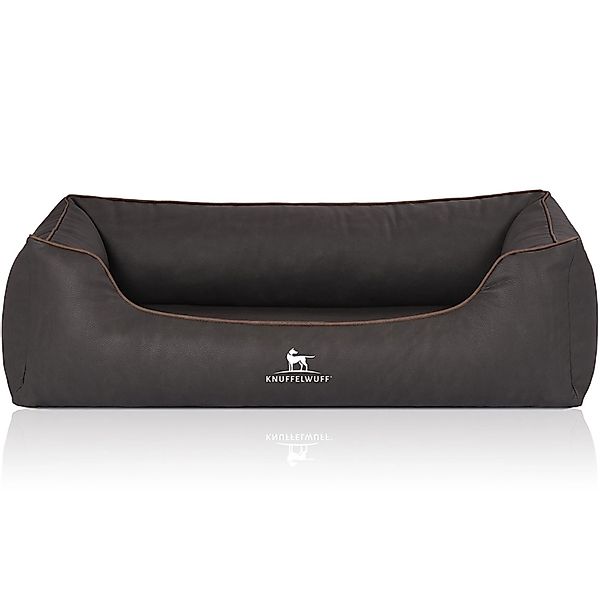 Knuffelwuff Hundebett Rockland Orthopädisch Kunstleder XXL 120 x 85cm Schwa günstig online kaufen