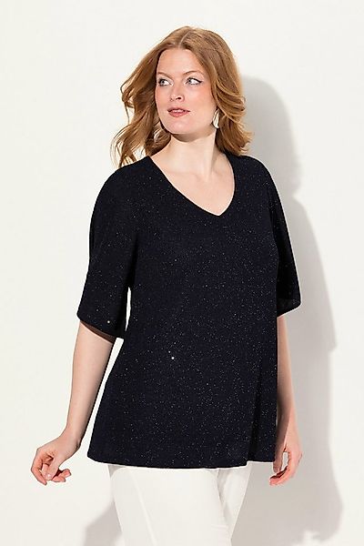 Ulla Popken T-Shirt Shirt A-Linie Glanz-Effekt Halbarm gefüttert günstig online kaufen