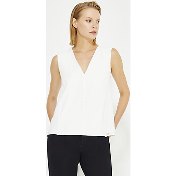 Just Like You  Blusen White Sleeveless V Neck Flowing Blouse günstig online kaufen