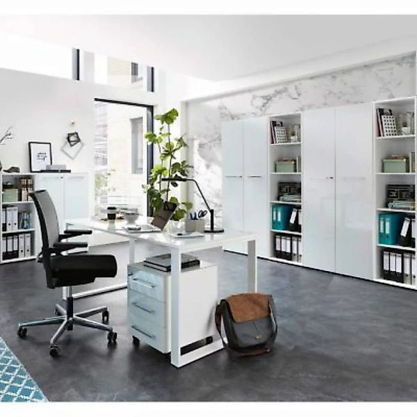 Lomadox Büromöbel Set mit Glasfronten in weiß MONTERO-01 Aktenschränke Cont günstig online kaufen