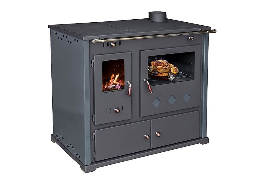 Prometey Kaminofen mit Backfach und Herdplatte Pracktik Lux Anthrazit RECHT günstig online kaufen