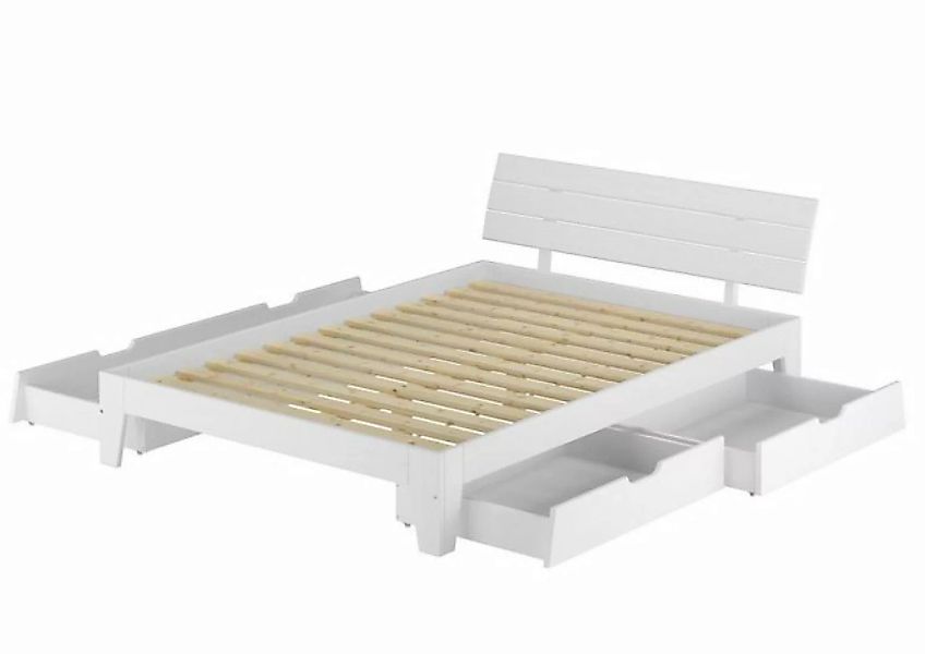 ERST-HOLZ Bett Komfortables Futonbett 160x200 Kiefer massiv weiß mit Staura günstig online kaufen