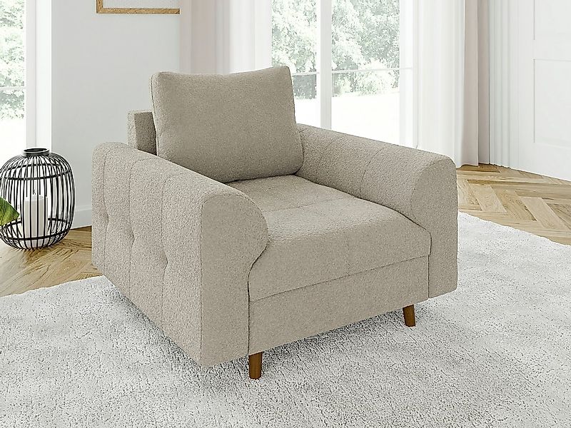 S-Style Möbel Sessel Leif mit Braun Holzfüßen im skandinavischen Stil aus B günstig online kaufen