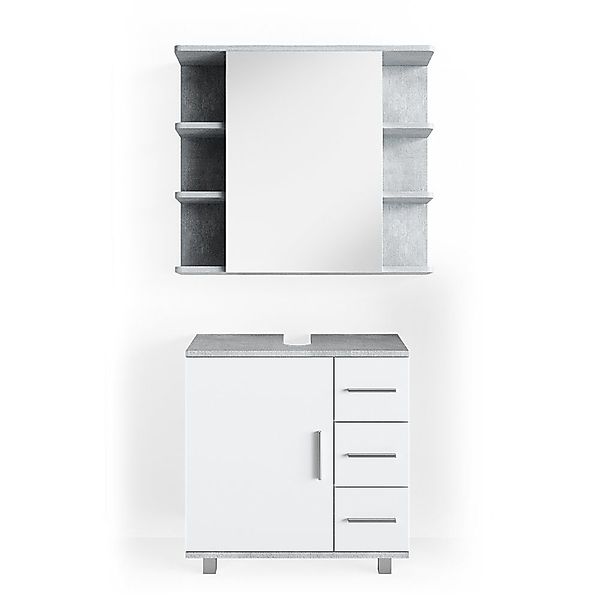 Vicco Badmöbel-Set Ilias, Weiß/Beton, 2 Teile, günstig online kaufen
