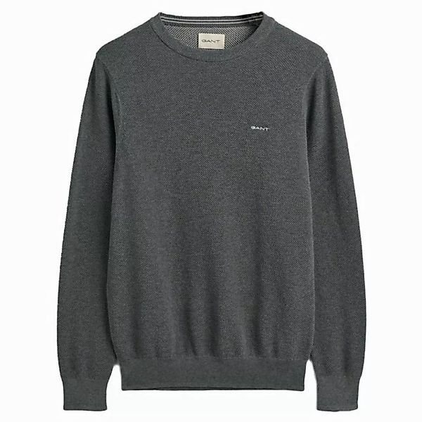 Gant Rundhalspullover COTTON PIQUE C-NECK mit Logostickerei auf der Brust günstig online kaufen