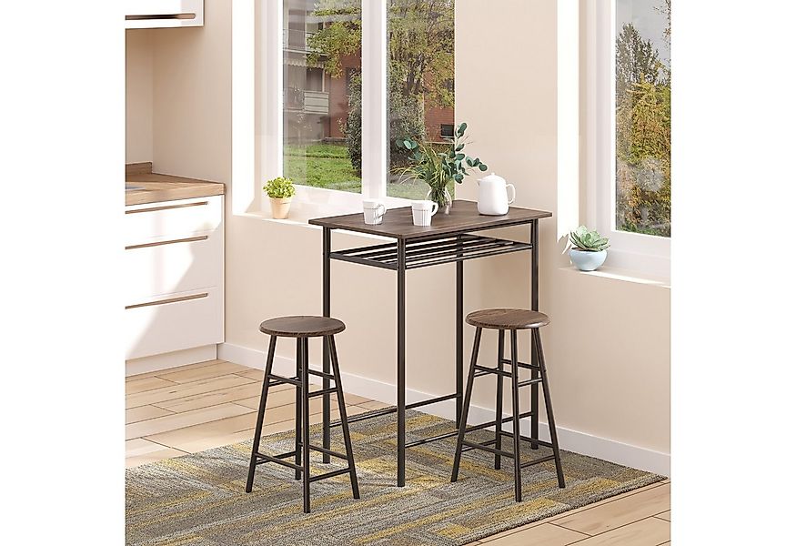 HOMCOM Bargruppe 3-teilig, mit Lagerregal, (Essgruppe, 3-tlg., Bartisch Set günstig online kaufen