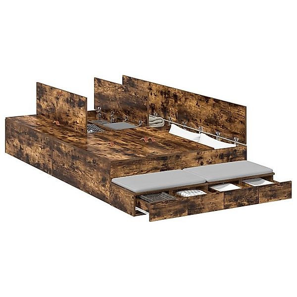 vidaXL Bett Stauraumbettgestell Geräucherte Eiche Hochwertige Holzwerkstoff günstig online kaufen