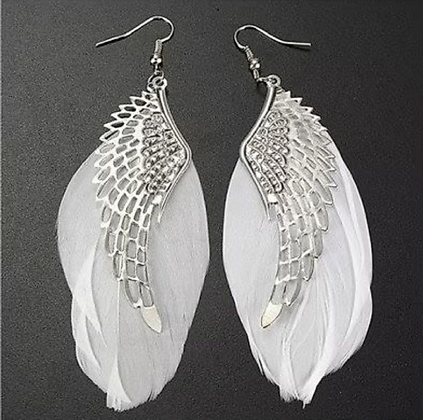 Eyecatcher Paar Ohrhaken Engelsflügel Feder Ohrringe. Ohrhaken Silberfarben günstig online kaufen