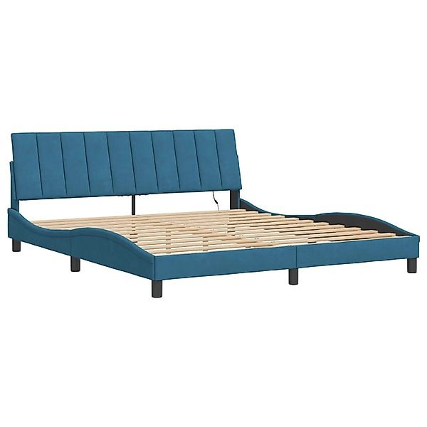 vidaXL Bettgestell mit LED ohne Matratze Hanko Blau 180x200 cm Samt 3213797 günstig online kaufen