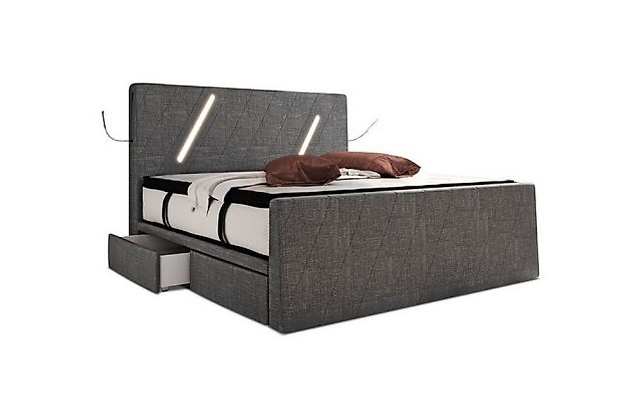 Sofa Dreams Boxspringbett Toulon H - Strukturstoff, inkl Topper, 4 Schublad günstig online kaufen