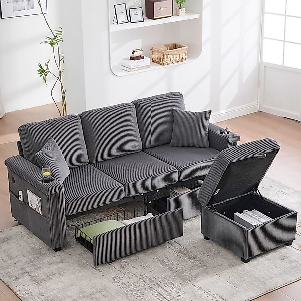 Odikalo 3-Sitzer Speichersofa Schlafsofa mit USB günstig online kaufen