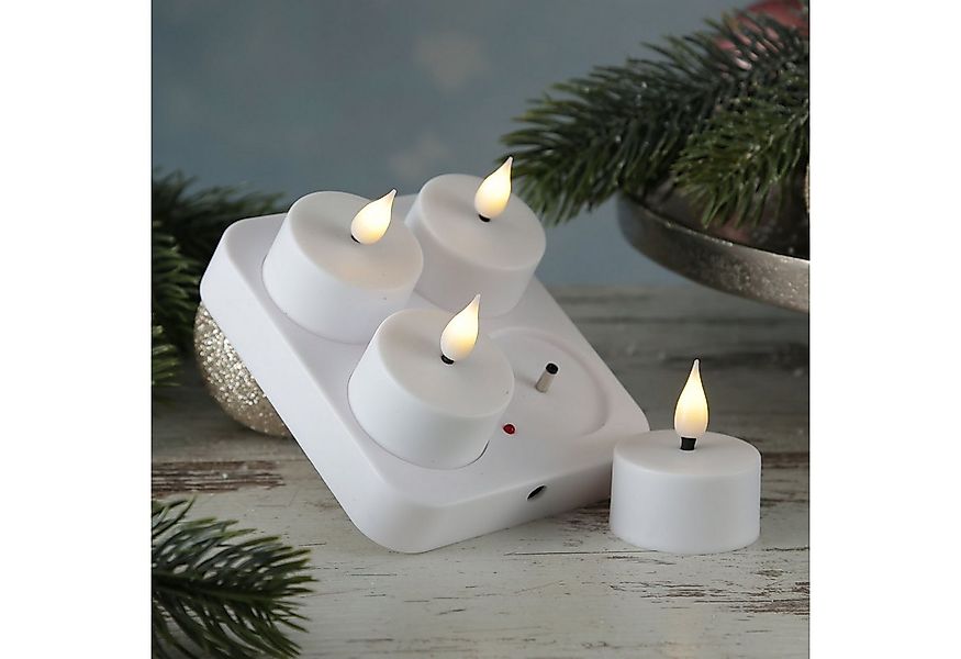 MARELIDA LED-Kerze LED Teelichter mit Ladestation wiederaufladbar D: 4cm fl günstig online kaufen