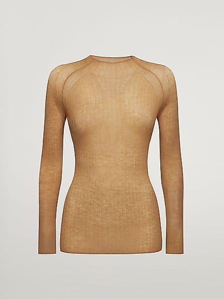 Wolford - Air Wool Contrast Top Long Sleeves, Frau, lion shade, Größe: M günstig online kaufen