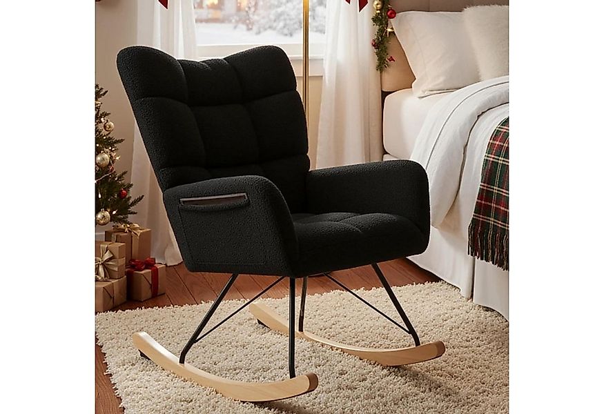 TLGREEN Schaukelstuhl wohnzimmer,Schaukelsessel mit Armlehne, (Teddystoff G günstig online kaufen