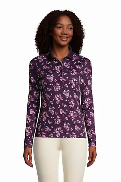 Supima-Poloshirt mit langen Ärmeln, Damen, Größe: L Normal, Lila, Baumwolle günstig online kaufen