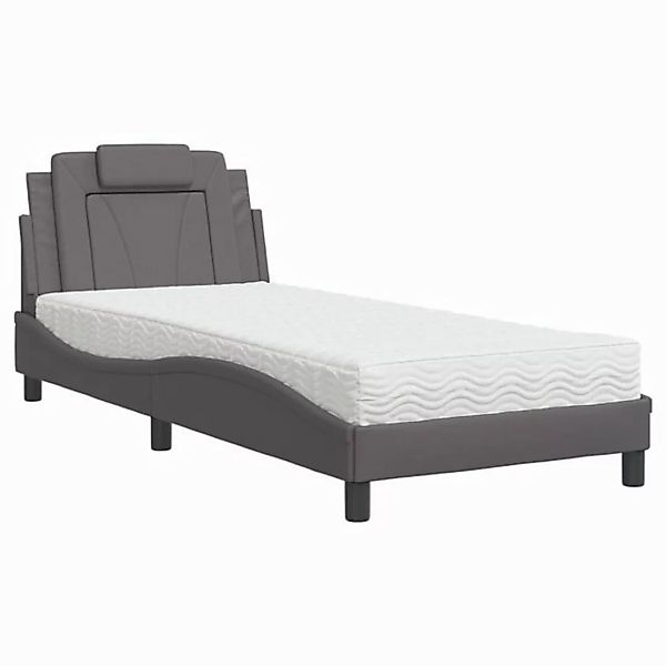 vidaXL Bett Bett mit Matratze Grau 90x190 cm Kunstleder günstig online kaufen