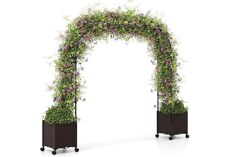 COSTWAY Blumenkasten, Rosenbogen mit 2 Pflanzkästen, auf Rollen, 202cm hoch günstig online kaufen