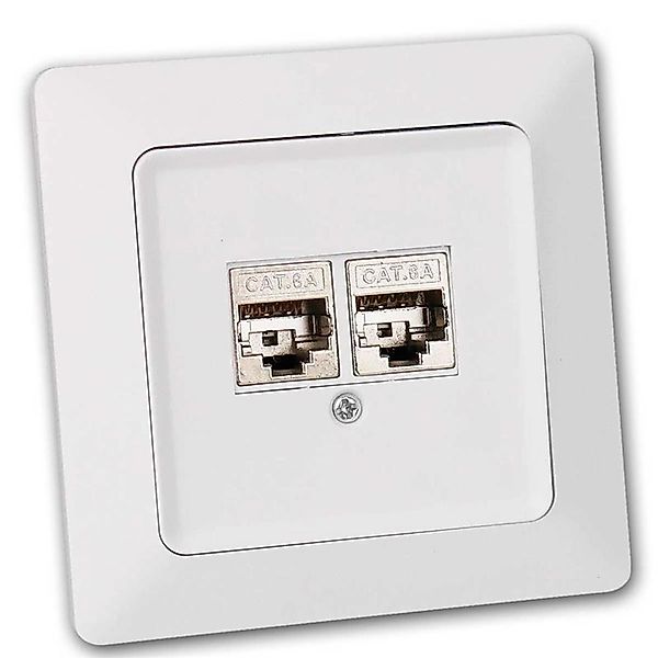 ChiliTec MILOS Netzwerkdose 2x CAT6 Weiß Matt mit Rahmen günstig online kaufen