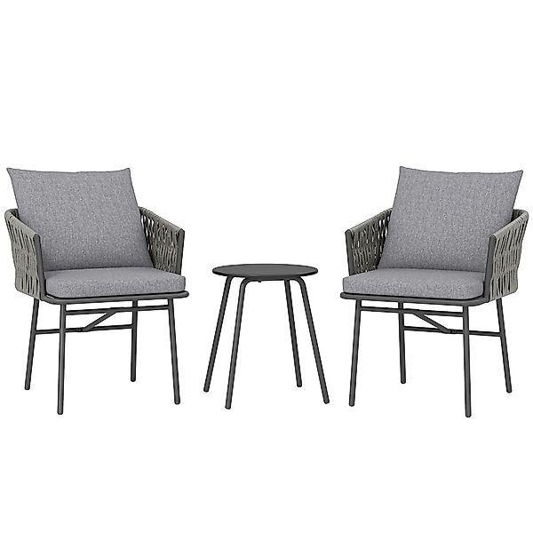 Outsunny 3-tlg. Rattan Bistroset, Sitzgruppe, Gartengarnitur mit 2 Gartense günstig online kaufen