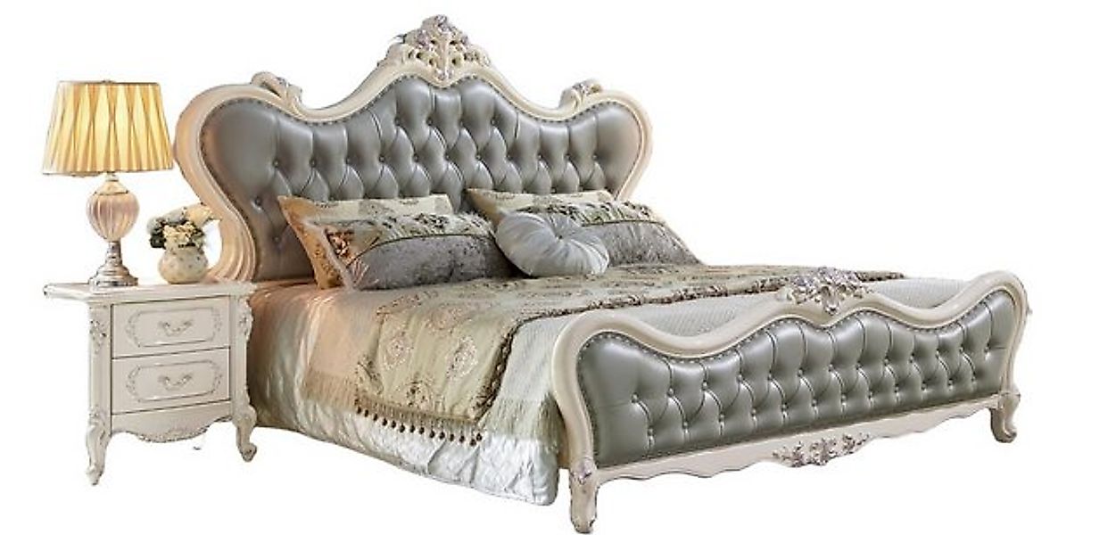 JVmoebel Bett Polsterbett Betten Echtholz Hotel Doppel 180x200cm Grau, Made günstig online kaufen