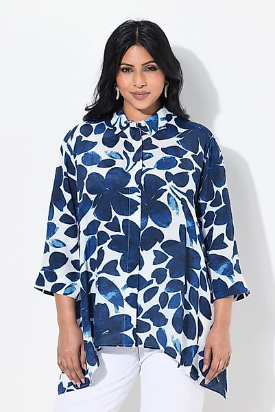 Ulla Popken Hemdbluse Bluse Blüten Zipfelsaum günstig online kaufen
