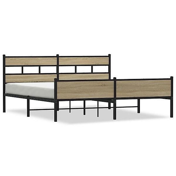 vidaXL Bett, Metallbett ohne Matratze Braun Eichen-Optik 200x200 cm günstig online kaufen