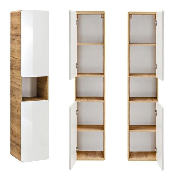 Lomadox Hochschrank LUTON-56 Badmöbel, Wotan Eiche günstig online kaufen