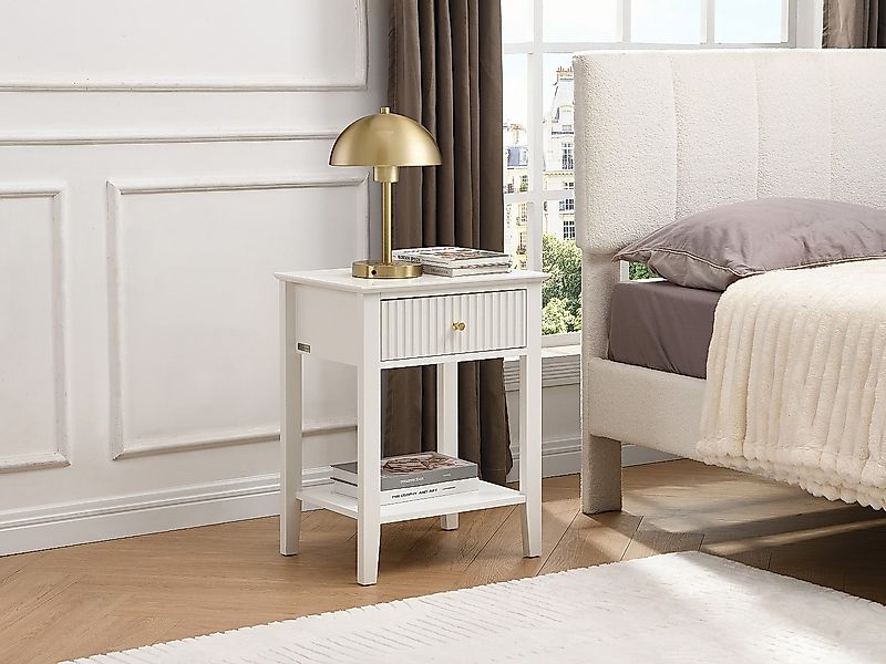 Nachttisch 2er-Set 1 Schublade & 1 Ablage – MDF – Weiß – NIRIVA günstig online kaufen