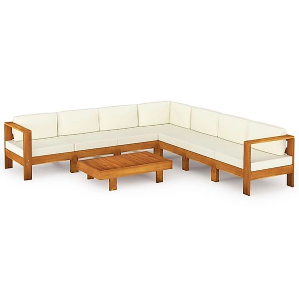 8-tlg. Garten-lounge-set Mit Creme Auflagen Massivholz Akazie günstig online kaufen