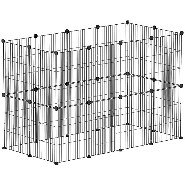 PawHut Kleintiergehege Meerschweinchen Gehege Stahl Schwarz 120L x 60B x 80 günstig online kaufen