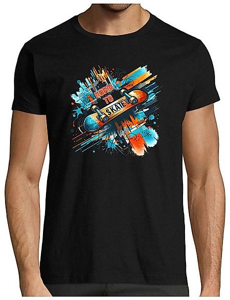 MyDesign24 T-Shirt Herren Skater Shirt "Born to Skate" in Ölfarbenoptik Ska günstig online kaufen