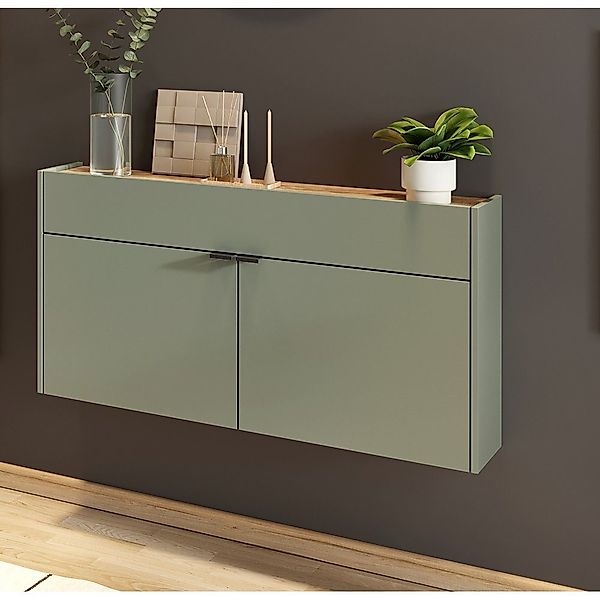 Lomadox Schuhschrank ABERDEEN-01 grün mit Eiche günstig online kaufen