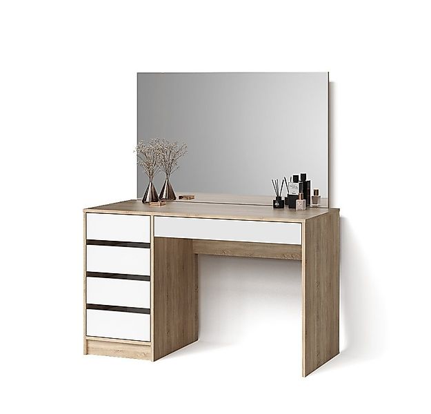 Livinity® Schminktisch Imola, Weiß/Sonoma/Sonoma, 120 cm günstig online kaufen