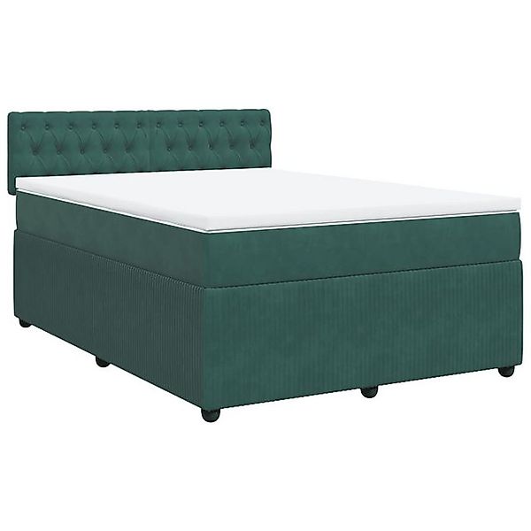 vidaXL Bett Boxspringbett mit Matratze Dunkelgrün 140x200 cm Samt günstig online kaufen