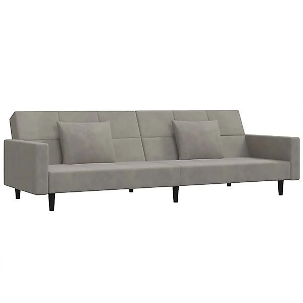 vidaXL Schlafsofa 2-Sitzer mit 2 Kissen Hellgrau Samt 375816 günstig online kaufen