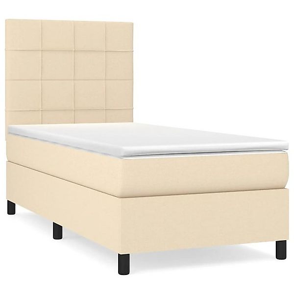 vidaXL Boxspringbett, Boxbett mit Matratze Creme 100x200 cm Stoff günstig online kaufen