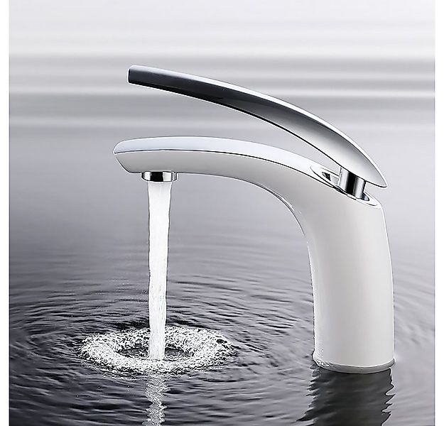 HOMELODY Badarmatur Weiß Waschtischarmatur Wasserhahn Bad Armatur Mischbatt günstig online kaufen