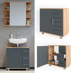 Vicco Waschbeckenunterschrank Ilias, Eiche/Anthrazit, 60 x günstig online kaufen