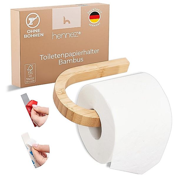 HENNEZ Toilettenpapierhalter "Evan" Bambus, hochwertig langlebig modern günstig online kaufen