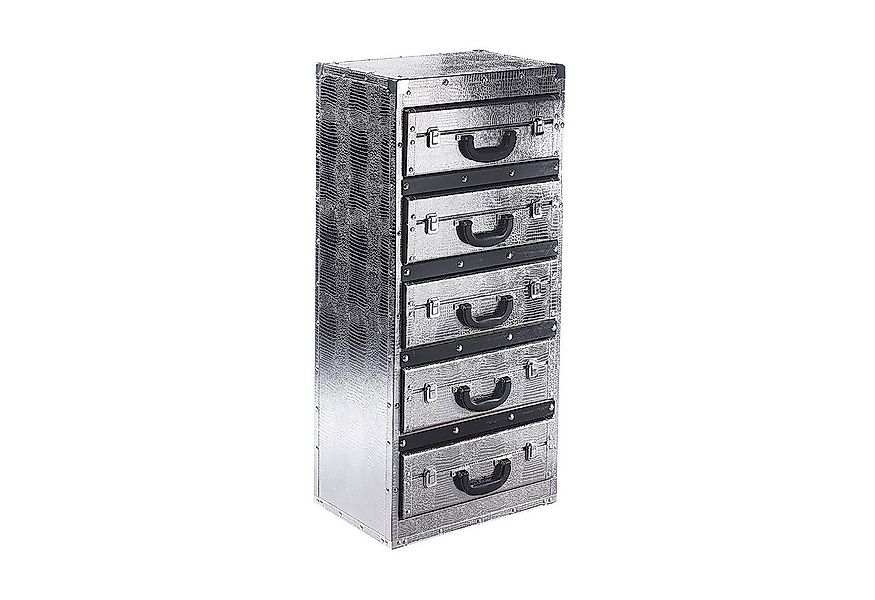Kobolo Regal Kommode in Kofferoptik - Silber - 5 Fächer günstig online kaufen