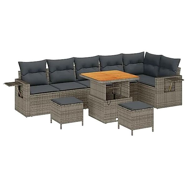 vidaXL Gartensofa-Set mit Kissen 11 Stk Grau Poly-Rattan 3363713 günstig online kaufen