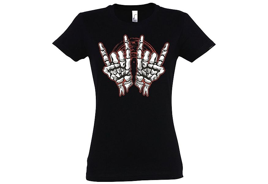 Youth Designz T-Shirt Skelett Hand Rock'n'Roll Damen Shirt Horror im Fun-Lo günstig online kaufen