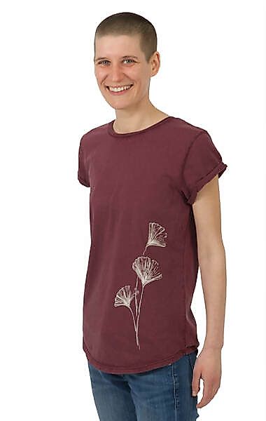 Shirt Aus Biobaumwolle Fairwear Für Damen "Ginkgo" In Washed Red günstig online kaufen