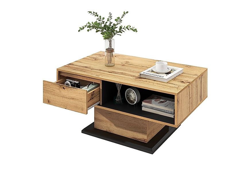 Merax Couchtisch aus Holz mit Schublade, Wohnzimmertisch, altholz-Optik Bei günstig online kaufen
