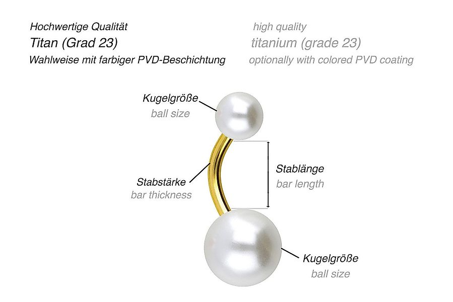 PIERCINGLINE Bauchnabelpiercing Titan Bananabell SYNTHETISCHE PERLEN günstig online kaufen