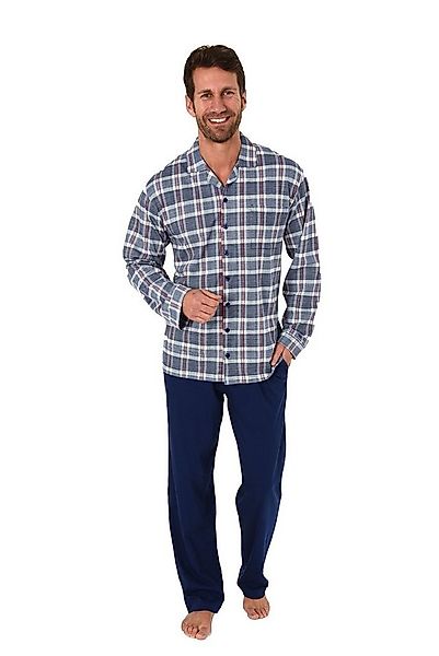 Normann Pyjama Herren Pyjama Schlafanzug langarm zum durchknöpfen aus softe günstig online kaufen