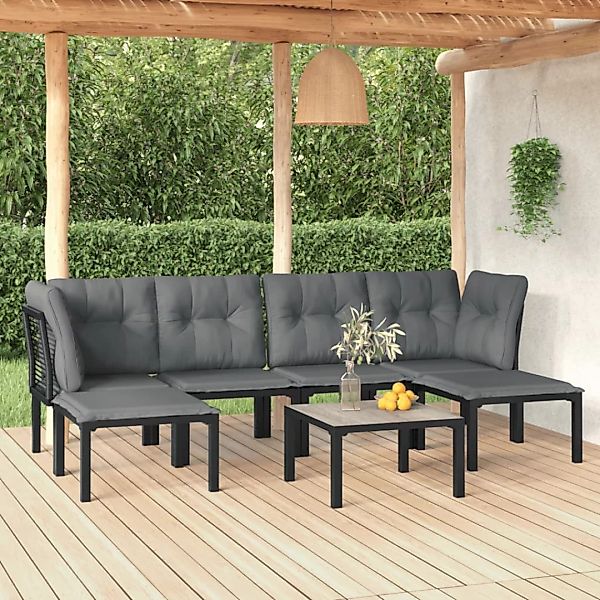 Vidaxl 7-tlg. Garten-lounge-set Schwarz Und Grau Poly Rattan günstig online kaufen