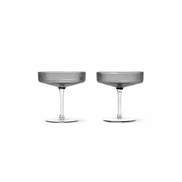 ferm LIVING Sektschale Ripple, grau, 150 ml, Glas, 2er-Set günstig online kaufen